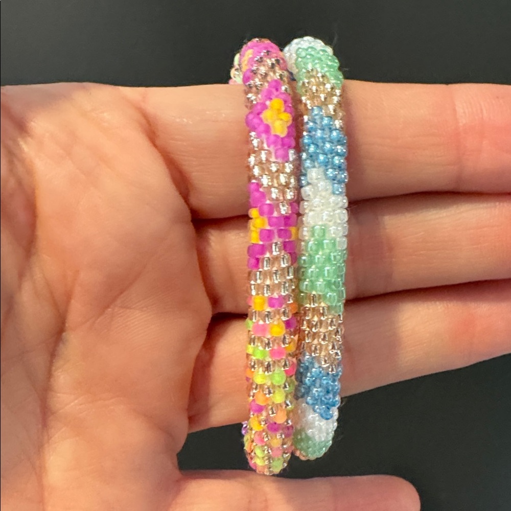 Sashka Co. Glass beaded bracelets made in Nepal. Set of 2.